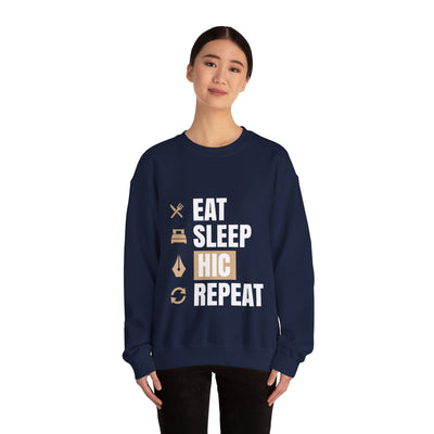 Eat Sleep HIC Repeat Navy Sweatshirt