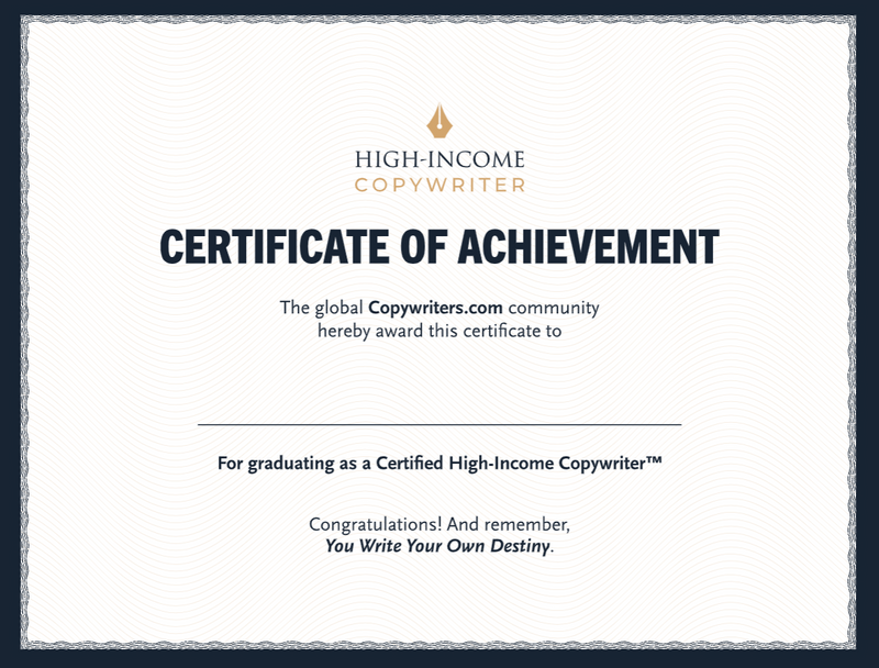 High Income Copywriter Physical Certificate - The Dan Lok Shop