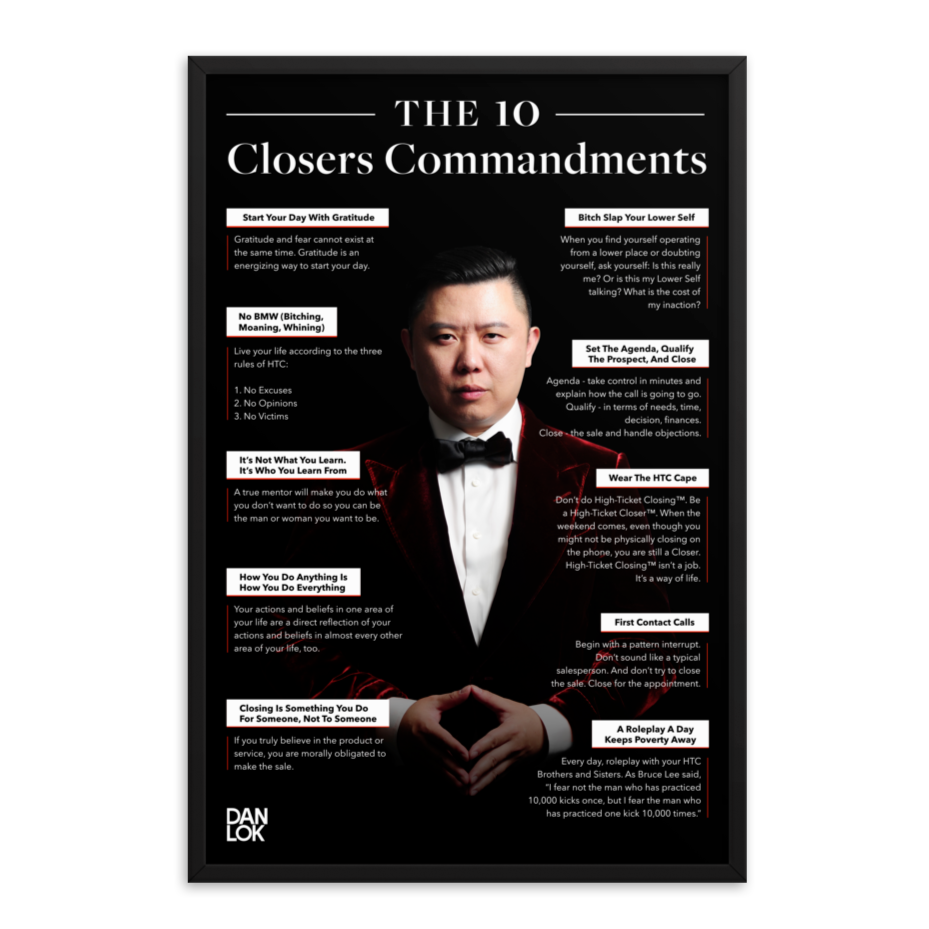 The 10 Closers Commandments Framed Poster