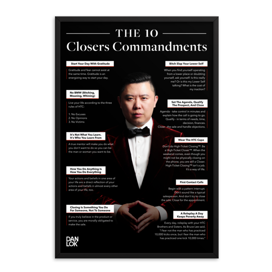 The 10 Closers Commandments Framed Poster